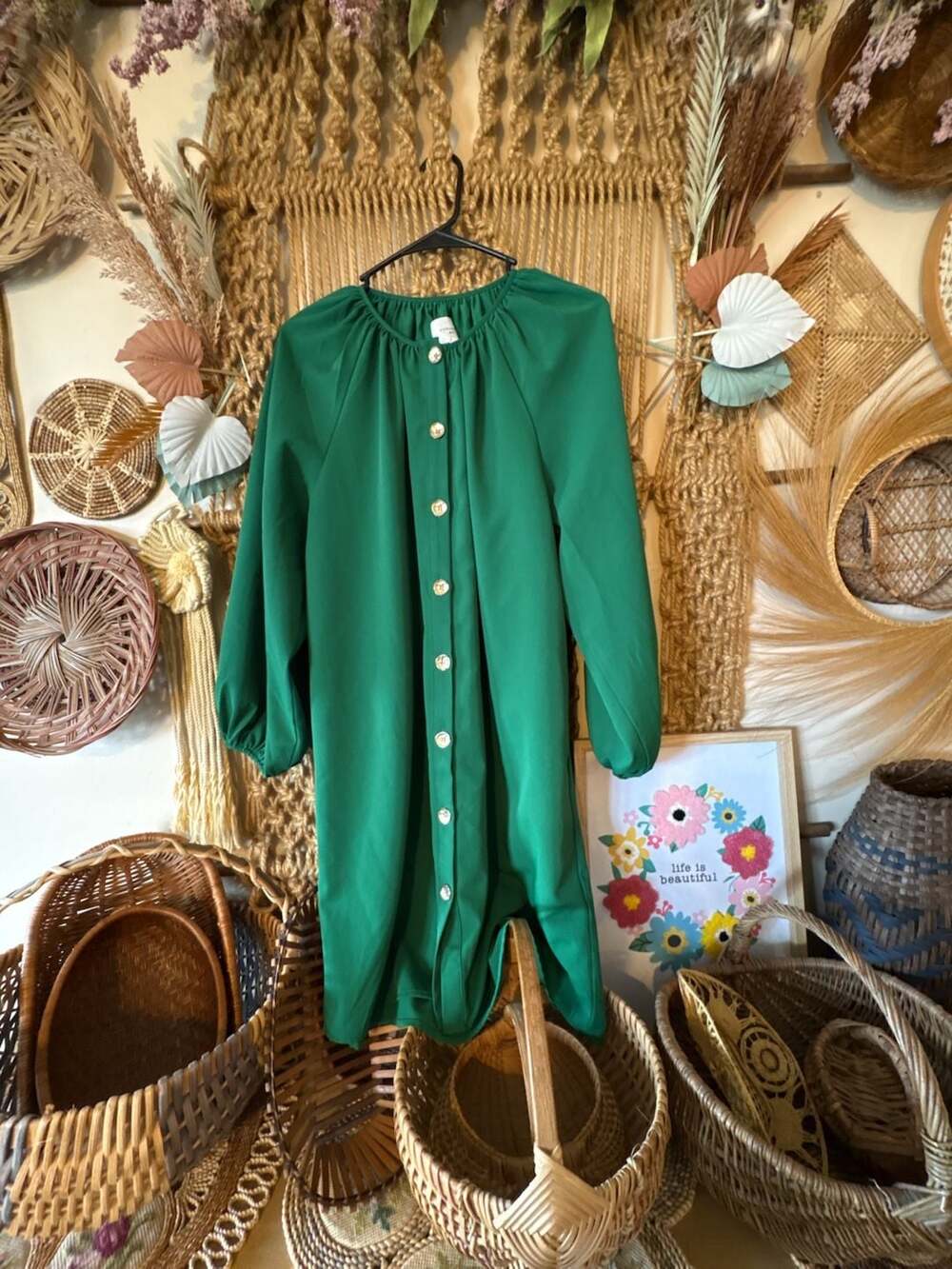 Pomander Place tuckernuck Green Long Sleeve Button-Down dress
